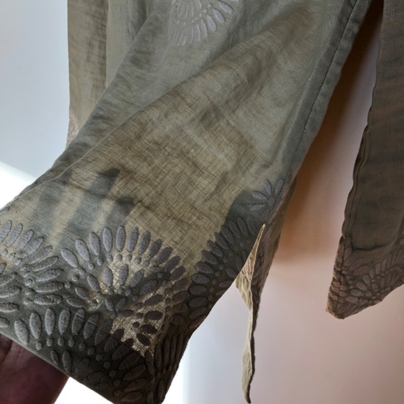 Tory Burch NWOT Linen Embroidered Long Sleeve Tunic Shirt Size 0 - Picture 4 of 12